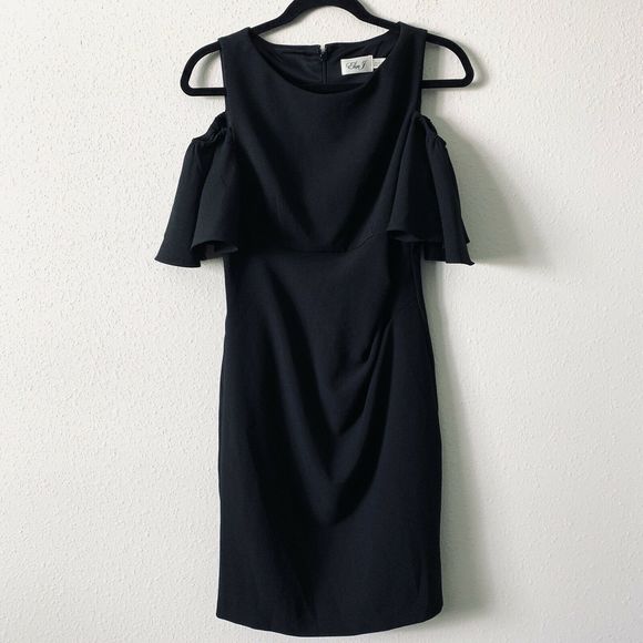 Eliza J Black Cold Shoulder Cocktail Dress - Picture 2 of 6
